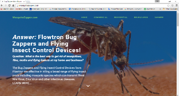 MosquitoZapper.com online sales of Flowtron bug zappers and other flying insect control devices and accessories since 1998!